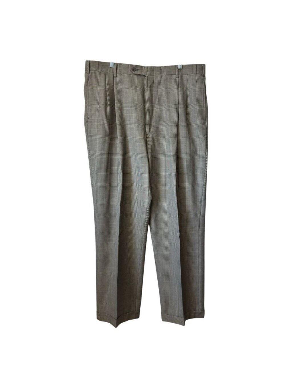 Joseph A. Bank Signature Collection Glen Plaid Beige & Black Suit 44L 2-Button 4 - Picture 11 of 16